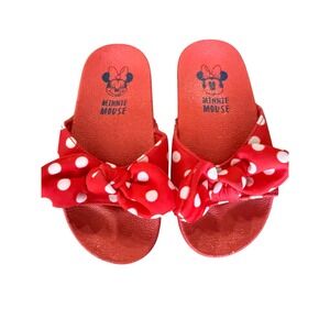 Disney‎ Minnie Mouse Red Polka Dot Bow Slides Sandals Girls Kids 9/10